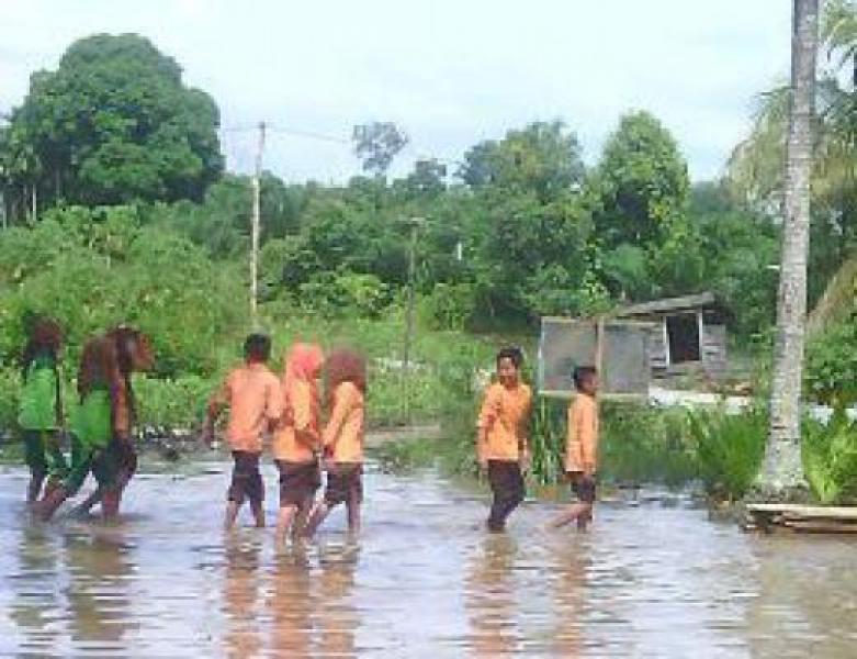 Banjir Paksa Sejumlah Sekolah di Rohil Libur