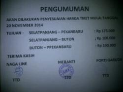 Pengusaha Angkutan Laut di Meranti Naikan Tarif 35 Persen