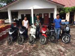 Polres Bengkalis Amankan Tiga Pelaku Pencurian 6 Unit Sepeda Motor Di Duri 