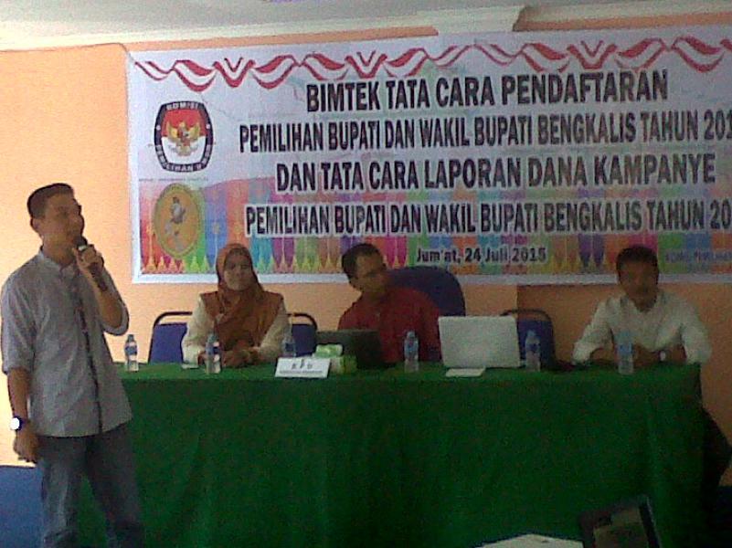KPU Bengkalis Gelar Bimtek Tata cara pendaftaran dan tata cara laporan dana kampanye Pilkada Bengkalis 2015&nbsp; 