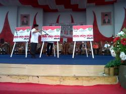 Tiga Paslon Bupati dan Wabup Bengkalis Simulasikan Pencoblosan 