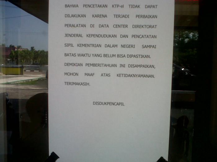 Disdukcapil Bengkalis Hentikan Sementara Pencetakan KTP Elektronik, Ini Penyebabnya