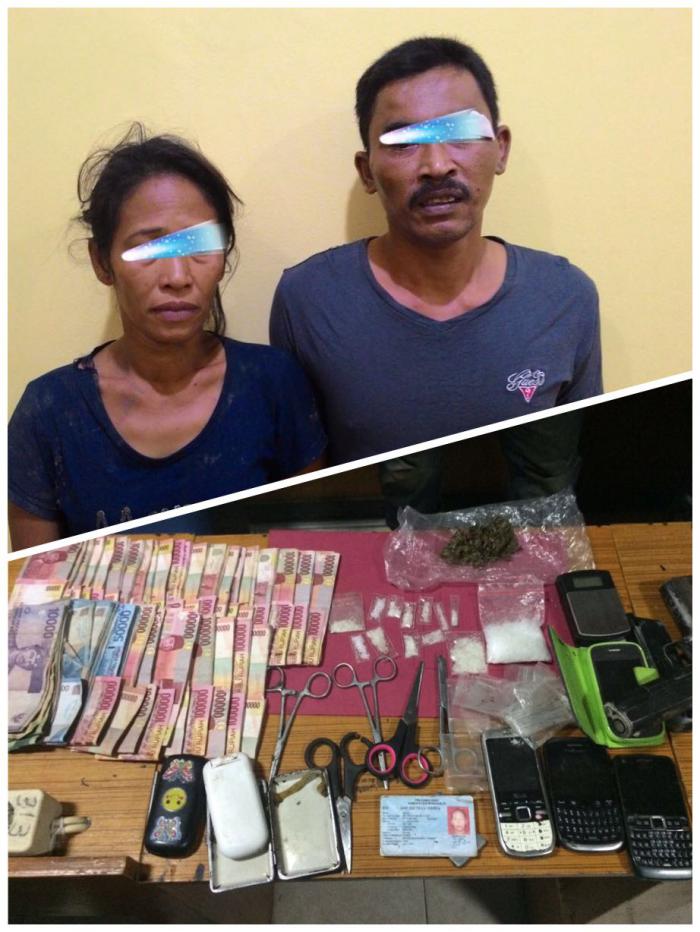 Satnarkoba Bengkalis Ringkus Pasutri Pengedar Narkoba, 25 gram sabu dan Senpi Diamankan 