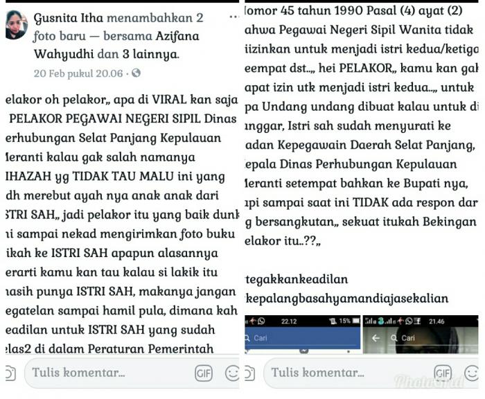 Heboh di Medsos Curhat Seorang Istri Sebut Oknum PNS di Meranti "Pelakor"