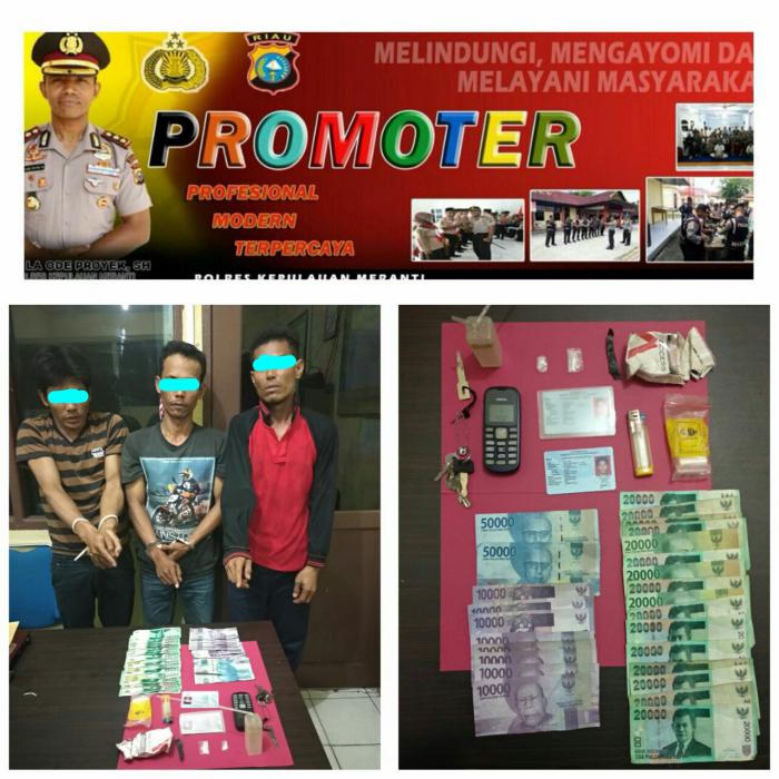 Polisi Tangkap 3 Pelaku Narkoba di Selatpanjang, 1 Orang Kabur