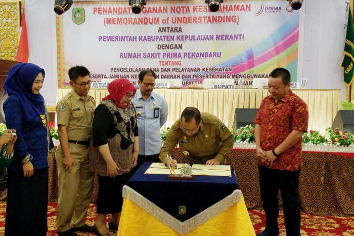 Tingkatkan Layanan Kesehatan Masyarakat, Pemkab Meranti MoU Dengan RS Prima Pekanbaru