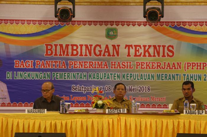 Pemkab Meranti Gelar Bimtek Bagi Panitia Penerima Hasil Pekerjaan PPHP