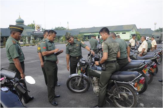 Korem 031/WB Cek Fisik dan Administrasi Kendaraan Dinas