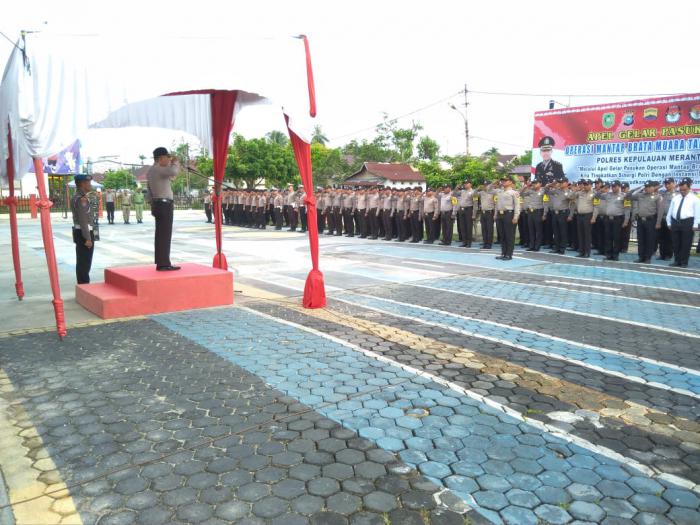 Polres Meranti Apel Gelar Pasukan Operasi Mantap Brata Muara Takus Tahun 2018