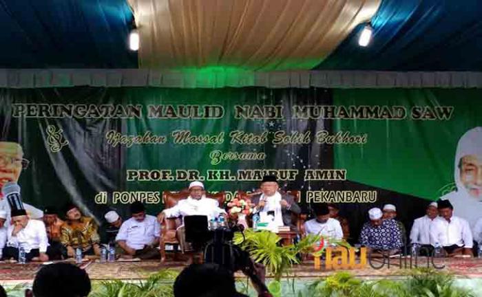 Di Riau, Ma'ruf Amin Minta Restu Jadi Cawapres Jokowi ke Santri