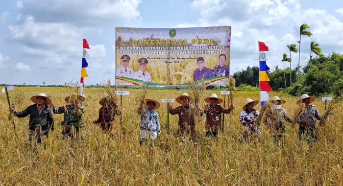 Wabup Panen Raya di Desa Anak Setatah, Rangsang Barat