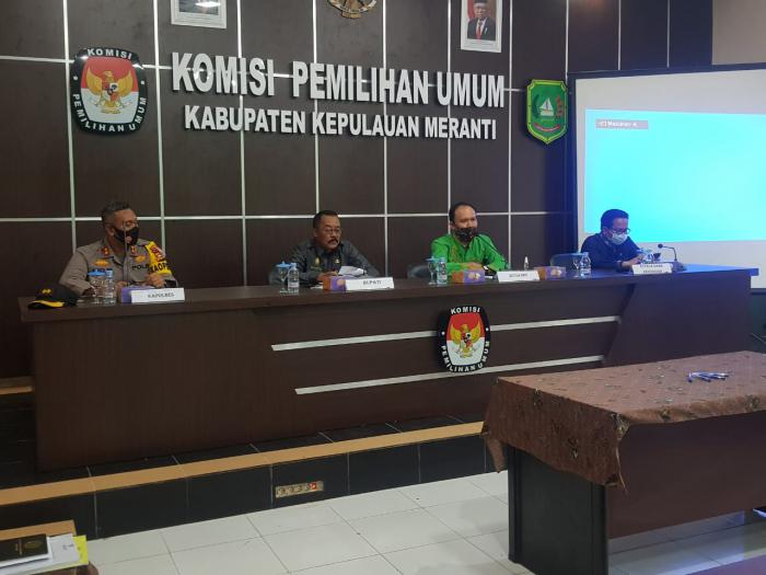 Kapolres Eko Wimpiyanto Rakor Bersama Gugus Tugas Covid-19 Meranti, Bahas Rencana Pencabutan Nomor Urut Paslon