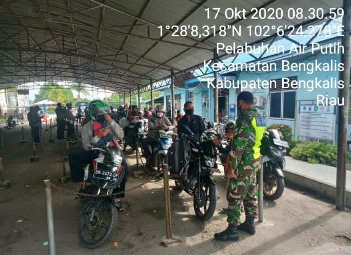 Penumpang Roro Bengkalis Terus Diingatkan Protokol Kesehatan