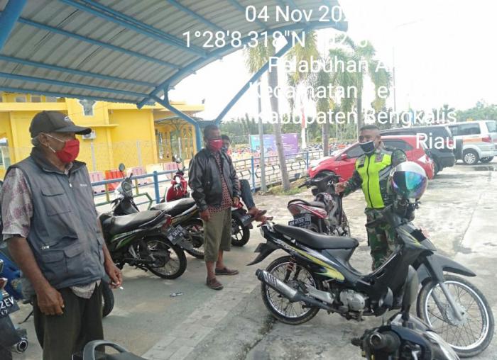 Masyarakat Pengguna Penyeberangan Roro Bengkalis Diingatkan Pentingnya Protokol Kesehatan 