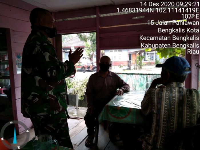 Koramil 01/Bengkalis Patroli Prokes Covid 19 di Kecamatan Bantan