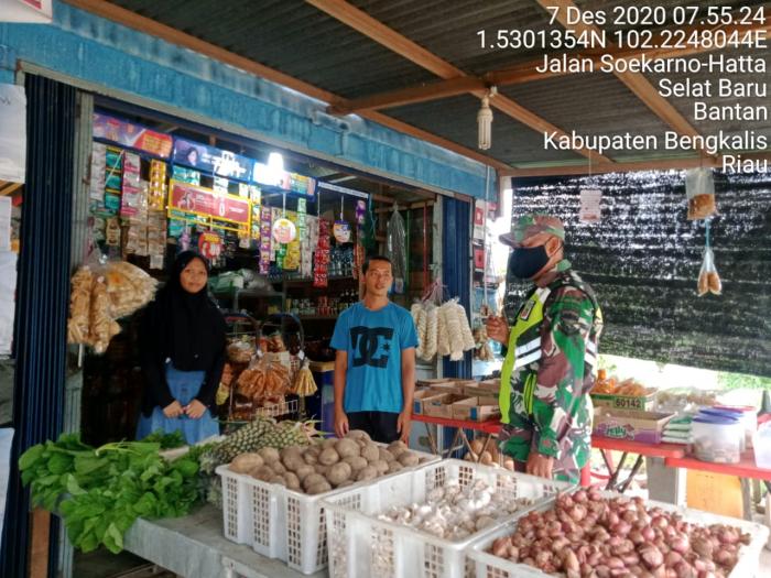Koramil 01/Bengkalis Terus Terapkan Prokes Kepada Masyarakat Kecamatan Bantan