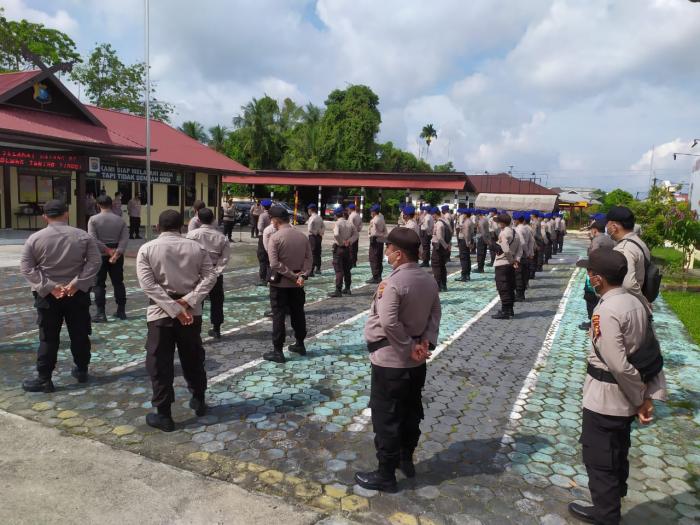 80 Personel BKO Polda Riau Kembali Usai Mengamankan Pilkada Kepulauan Meranti