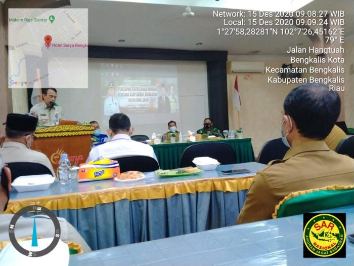 Danramil 01/Bengkalis Hadiri Rapat Koordinasi Penetapan Status Siaga Bencana Asap dan Karhutla.