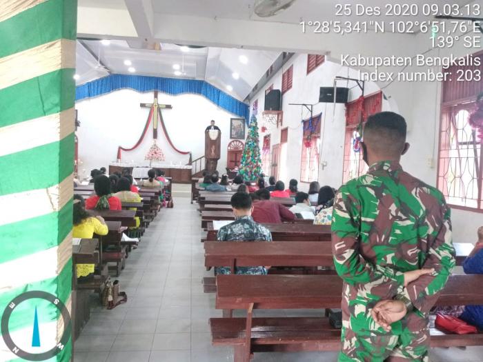 Personil Koramil 01/Bengkalis Beri Pengamanan di Gereja HKBP Bengkalis
