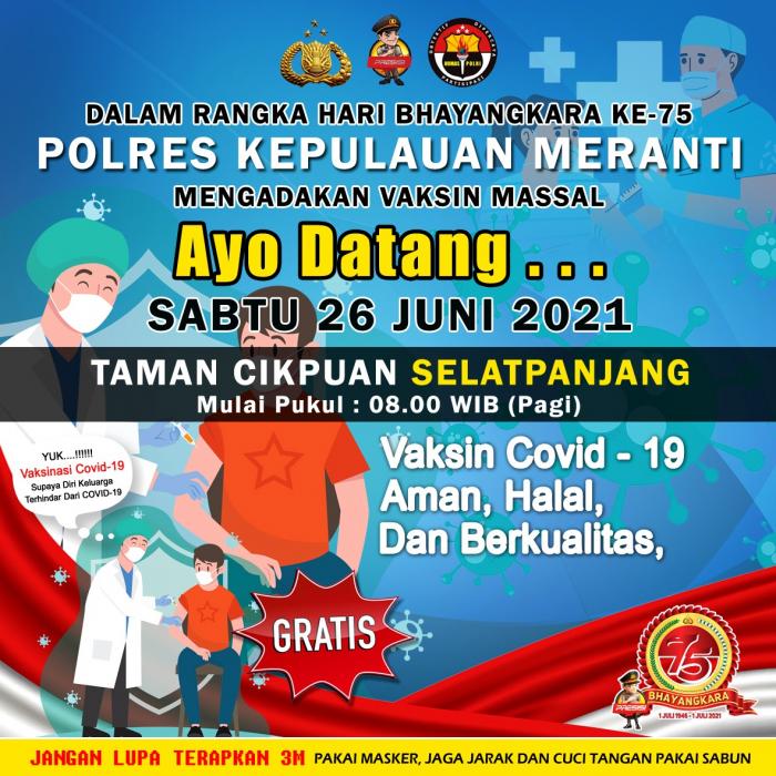 Peringati HUT Ke-75 Bhayangkara, Polres Meranti Gelar Vaksinasi Massal