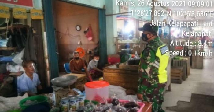 Aturan Prokes di Pasar Terubuk Bengkalis Terus Diterapkan