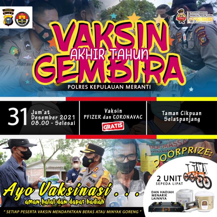 Polres Meranti Gelar Vaksinasi Gembira Akhir Tahun Berhadiah 2 Unit Sepeda Lipat