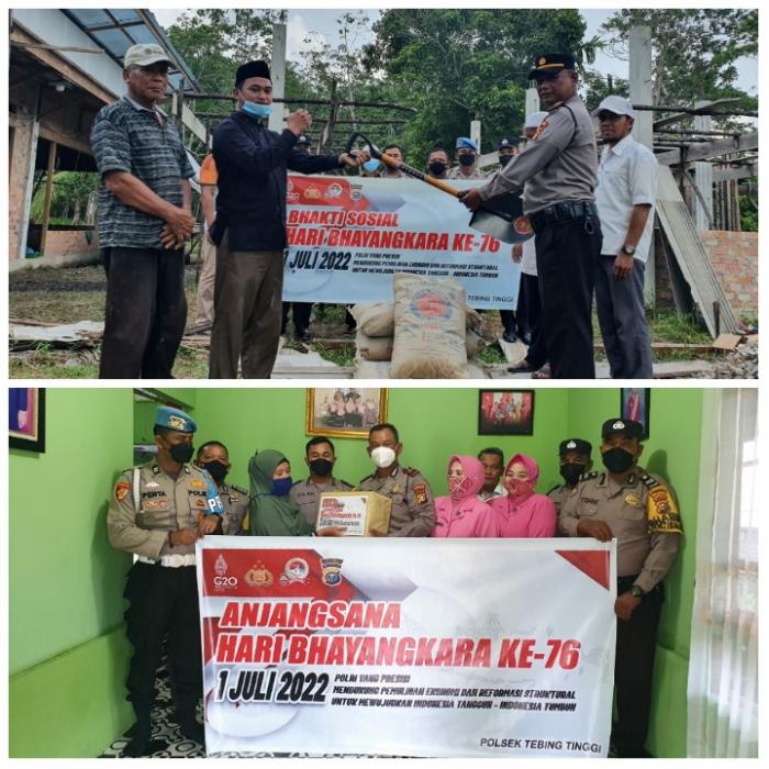 Sambut Hari Bhayangkara ke-76, Polsek Tebingtinggi Lakukan Baksos dan Anjangsana