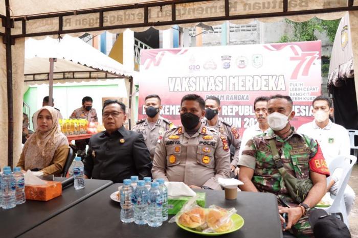 Kapolres dan Wabup Video Conference Dengan Kapolda Riau Terkait Pelaksanaan Vaksinasi Merdeka