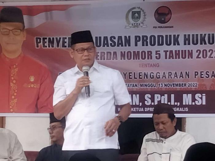 Wakil Ketua DPRD Kabupaten Bengkalis, Sofyan, S.Pd.I, M.Si Sosialisasikan Perda 05/2022 Tentang Pesantren