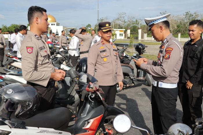 Pra Ops LK 2023, Polres Meranti Cek Kelengkapan Kendaraan Dinas dan Pribadi Personel