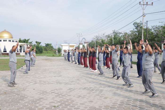 Jaga Kebugaran Fisik dan Stamina Personel, Polres Meranti Rutinkan Olahraga Bersama