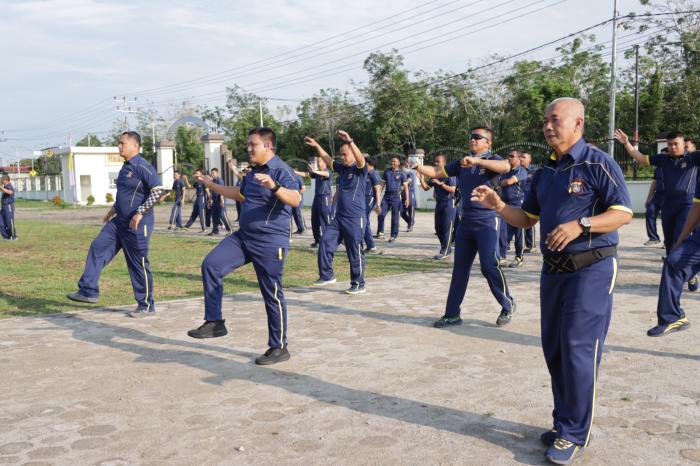 Polres Meranti Gelar Olahraga Senam bersama Peringati Hari Jadi Polwan ke-75