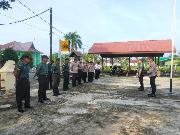 Tingkatkan Sinergitas dan Integritas, Polsek Merbau dan Koramil Gelar Apel Bersama