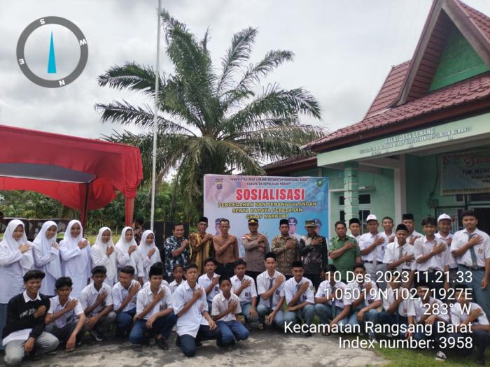 Polsek Rangsang Barat dan Pemdes Lemang Gelar Sosialisasi Penanggulangan dan Bahaya Narkoba