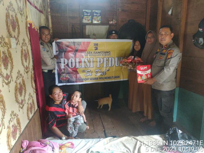 Program Si Dul, Polsek Rangsang Jenguk dan Beri Bantuan Terhadap Anak Penderita Lumpuh