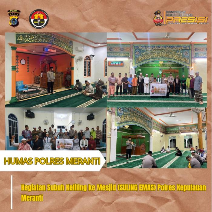 Meski Hujan Deras, Kapolres Meranti Tetap Jalankan Sholat Subuh Berjemaah Dalam Program Suling Emas