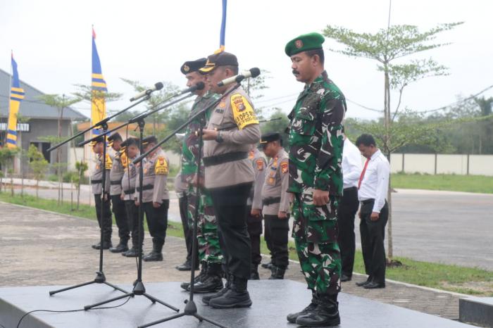 Pelda Sumardi Ikuti Apel Sinergitas TNI - Polri Dalam Rangka Pengamanan Pemilu Serentak 2024