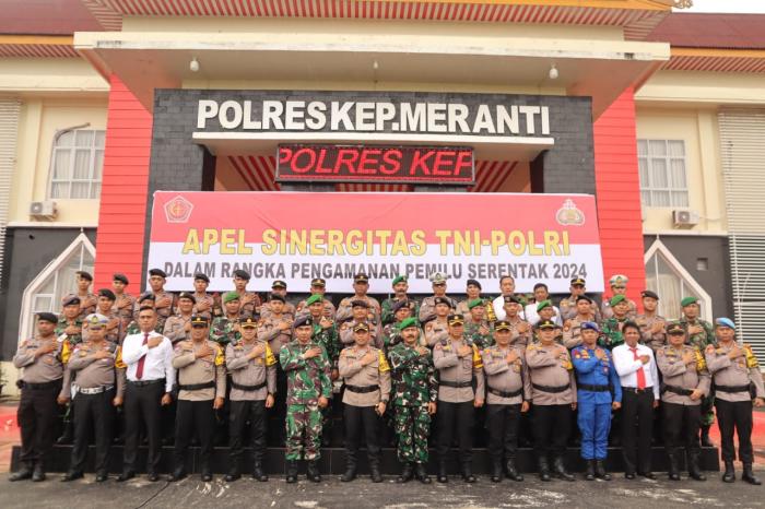 Polres Meranti Gelar Apel Sinergitas TNI-Polri Dalam Rangka Pengamanan Pemilu 2024
