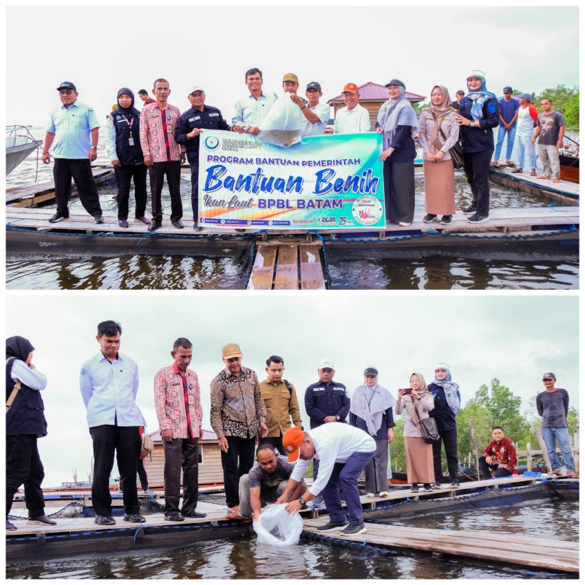 Bersama Diskan Riau dan BPBL Batam, Pemkab Meranti Tebar Ribuan Benih Kakap Putih di Rangsang Barat