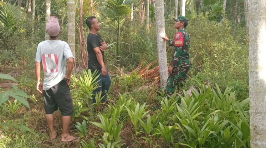 Babinsa Pratu Ediwar Dan Warga Lakukan Patroli Karhutla di Desa Citra Damai