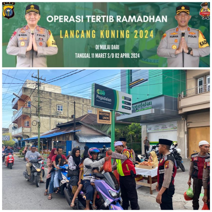 Sat Samapta Polres Meranti Bagi-bagi Takjil ke Pengendara Yang Melintas di Jalan Diponegoro
