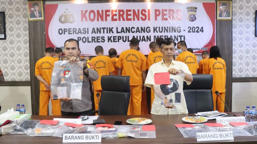 Operasi Antik LK 2024, Polres Meranti Ungkap 12 Kasus Narkoba dan Amankan 16 Tersangka