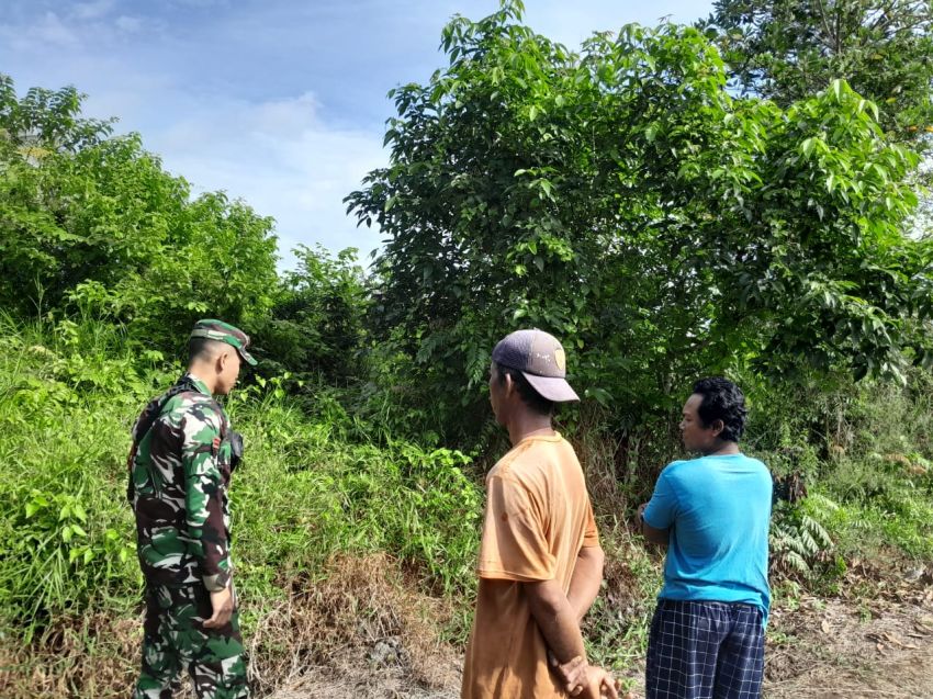 Babinsa Koramil 02 Tebingtinggi Pratu Prayoga Patroli Karhutla di Desa Maini Darul Aman