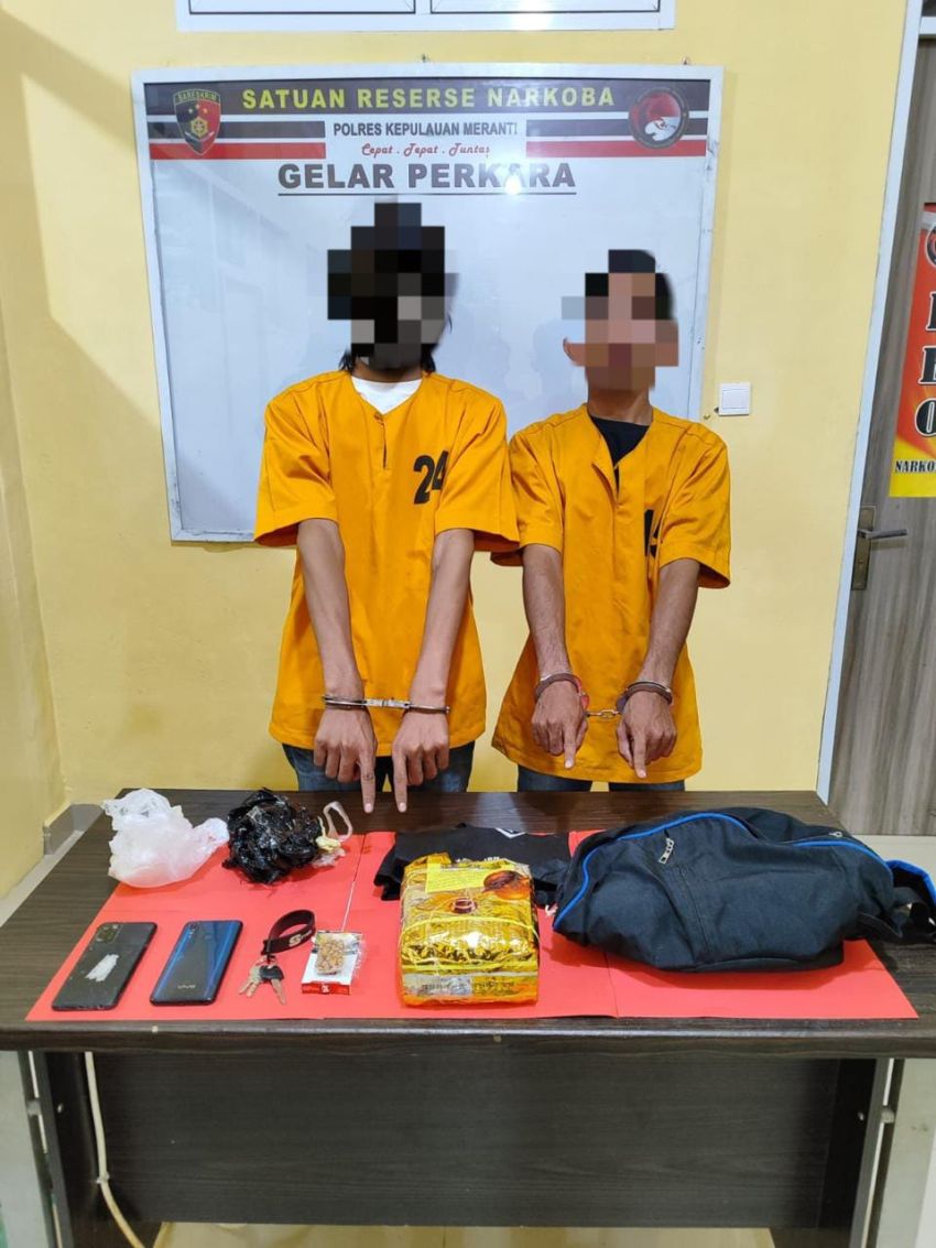 Satnarkoba Polres Kepulauan Meranti Gagalkan Peredaran 1,03kg Shabu dan 50 Butir Ekstasi, Dua Tersangka Ditangkap