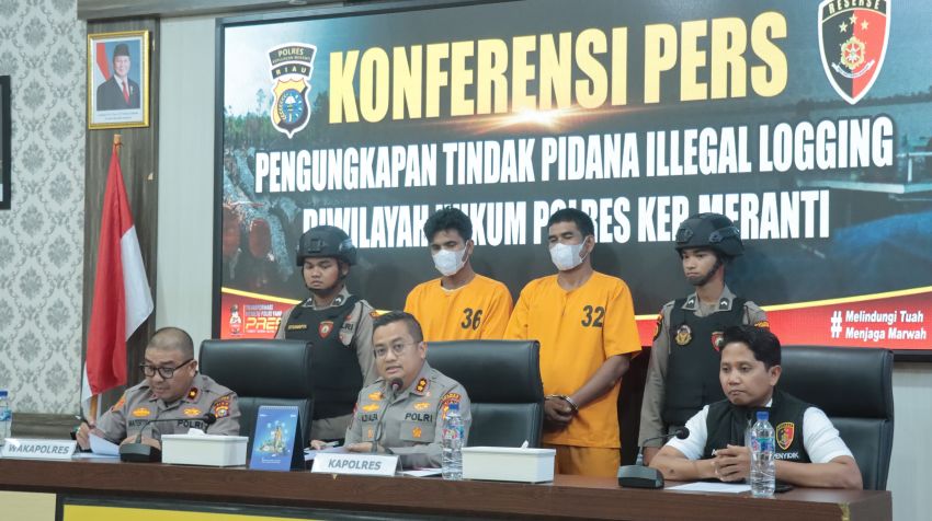 Berhasil Ungkap Kasus Illegal Logging, Polres Meranti Gelar Jumpa Pers