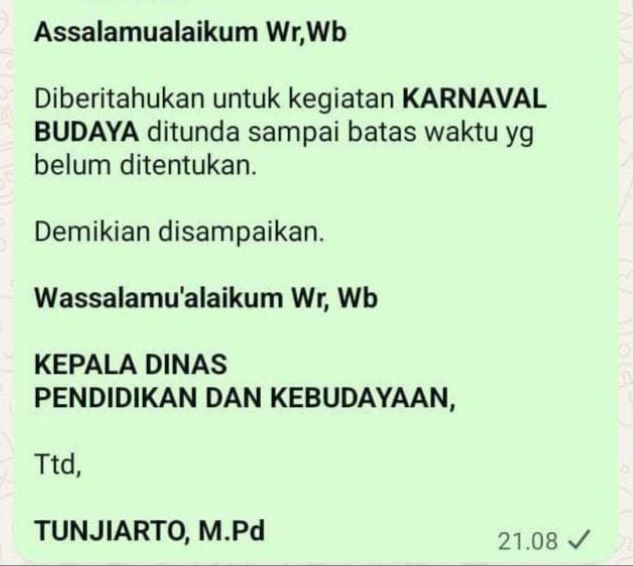 Acara Karnaval Akbar Ditunda, Ini Penjelasan Kadisdikbud Meranti