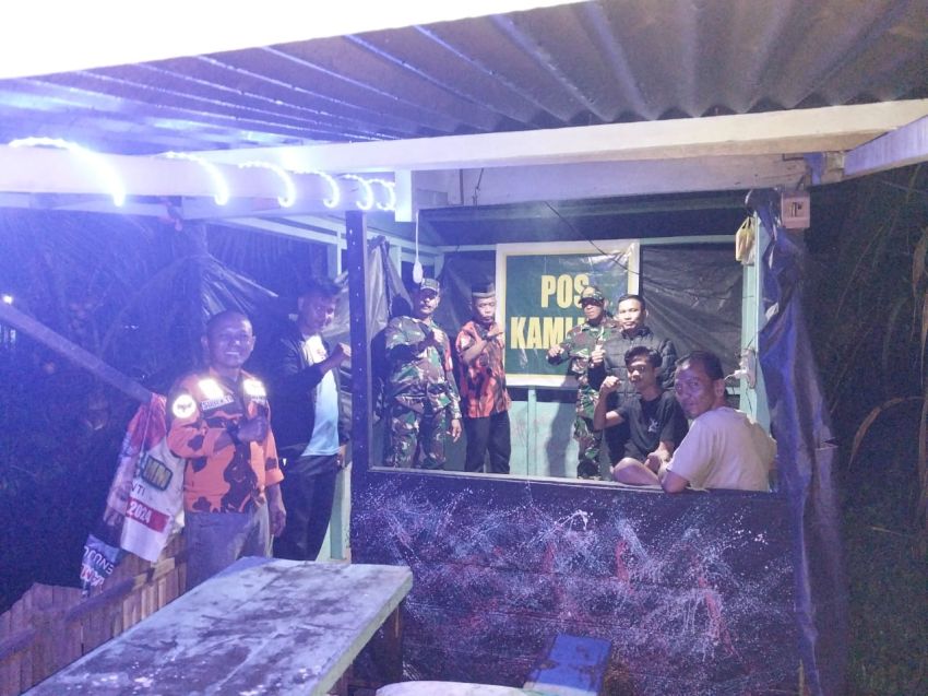 TNI, Pemuda Pancasila, Linmas dan Warga Gelar Patroli Mitigasi di Selatpanjang Selatan