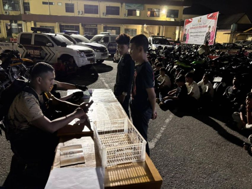 Terjaring Razia Gabungan di Pekanbaru 28 Motor Ditilang