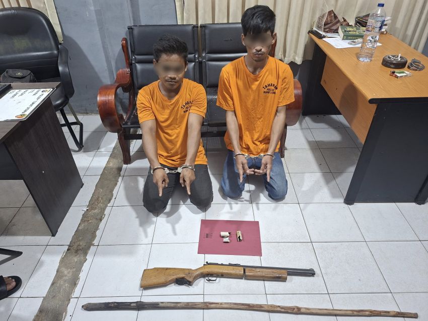 Ancam Warga Pakai Senapan Angin, Dua Pemuda Rupat Utara Diciduk Polisi, Tes Urin Positif Narkoba