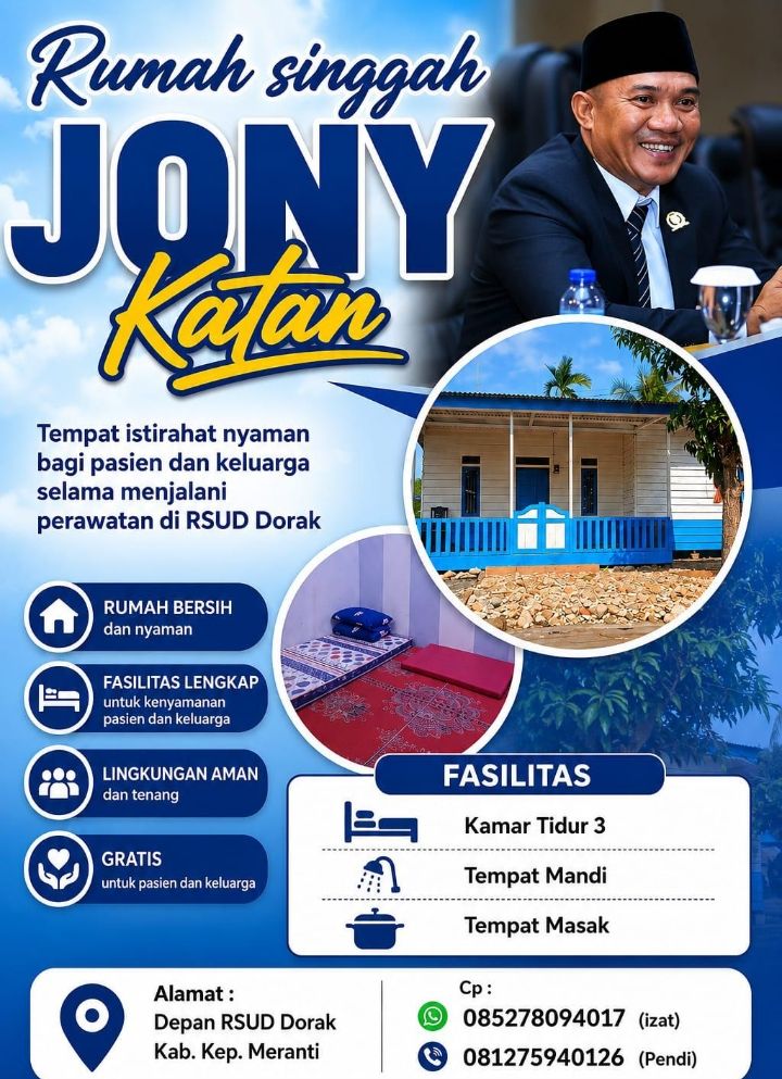 Bantu Permudah Akses Warga Berobat, Jhony Katan Sediakan Rumah Singgah di Depan RSUD Meranti